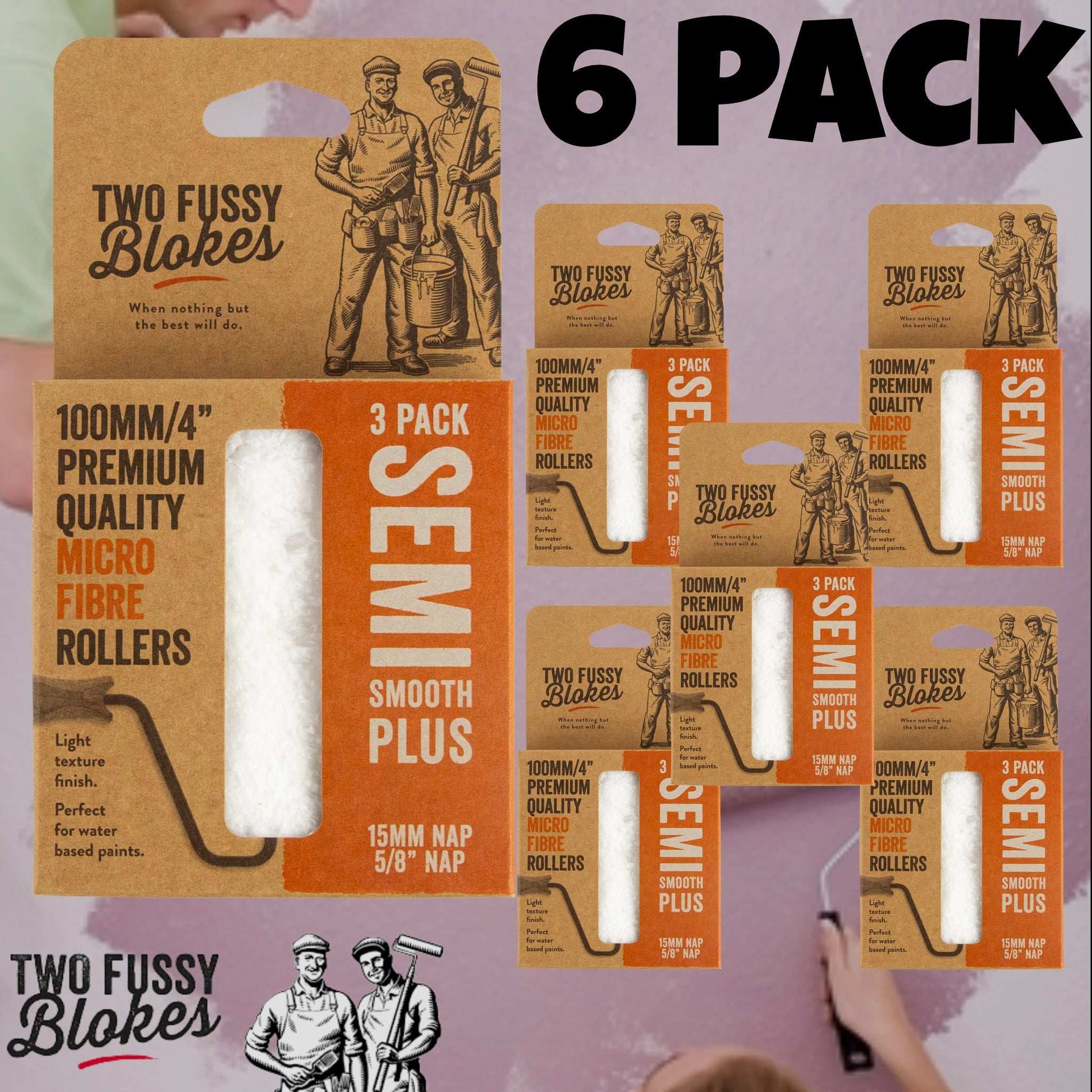 100mm Microfibre Paint Mini-Roller Sleeve 3 Pack -Semi-Smooth 15mm Nap From Two Fussy Blokes