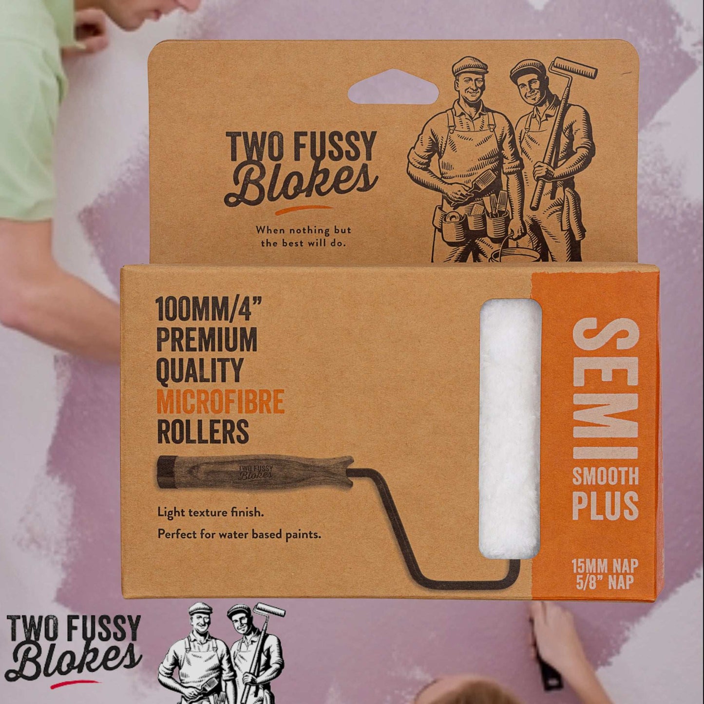 100mm Microfibre Paint Mini-Roller Sleeve 10 Pack -Semi-Smooth 15mm Nap From Two Fussy Blokes