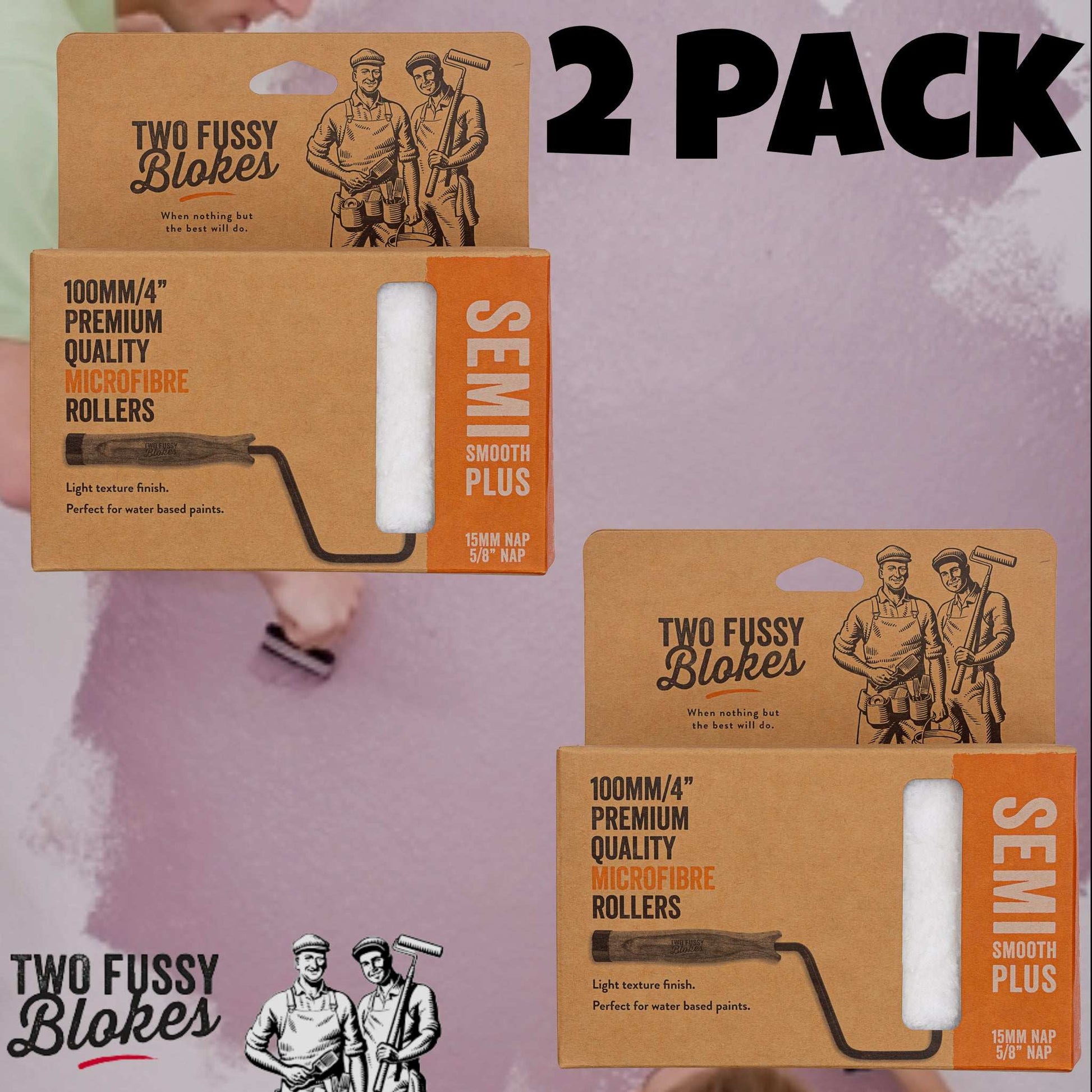 100mm Microfibre Paint Mini-Roller Sleeve 10 Pack -Semi-Smooth 15mm Nap From Two Fussy Blokes