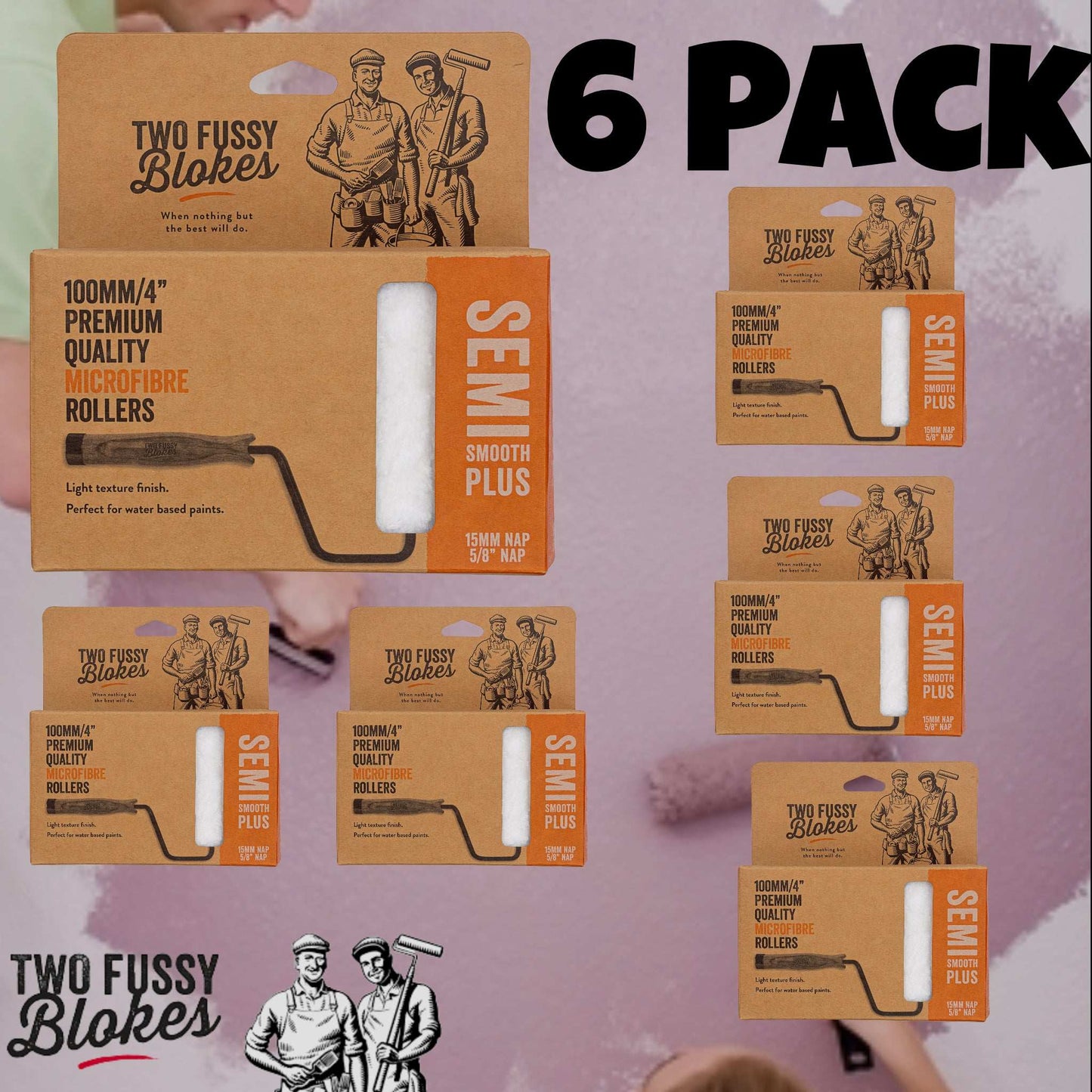 100mm Microfibre Paint Mini-Roller Sleeve 10 Pack -Semi-Smooth 15mm Nap From Two Fussy Blokes