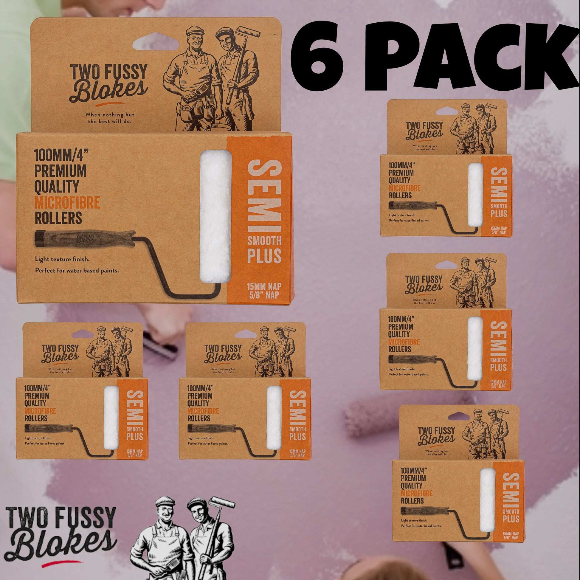 100mm Microfibre Paint Mini-Roller Sleeve 10 Pack -Semi-Smooth 15mm Nap From Two Fussy Blokes