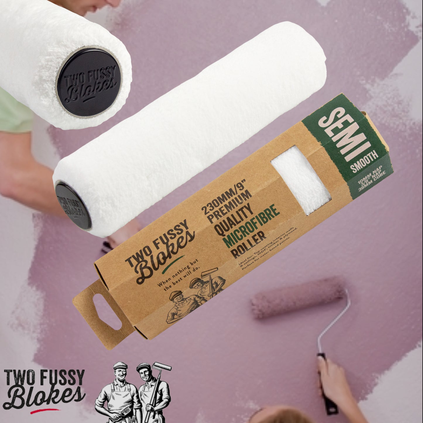 230mm Microfibre Paint Roller Sleeve -Semi-Smooth 10mm Nap From Two Fussy Blokes
