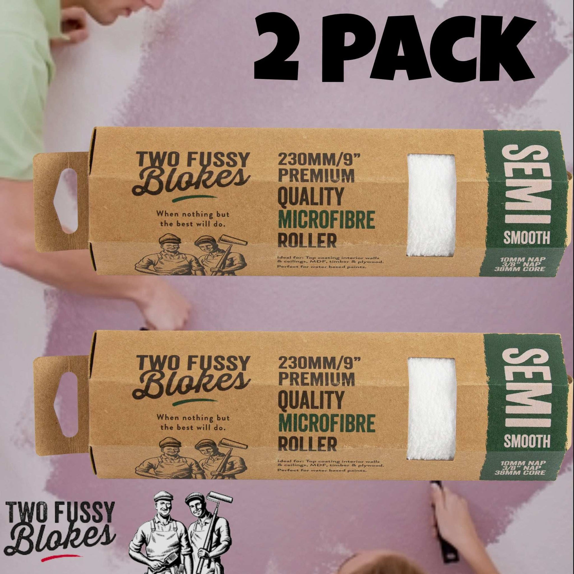 230mm Microfibre Paint Roller Sleeve -Semi-Smooth 10mm Nap From Two Fussy Blokes