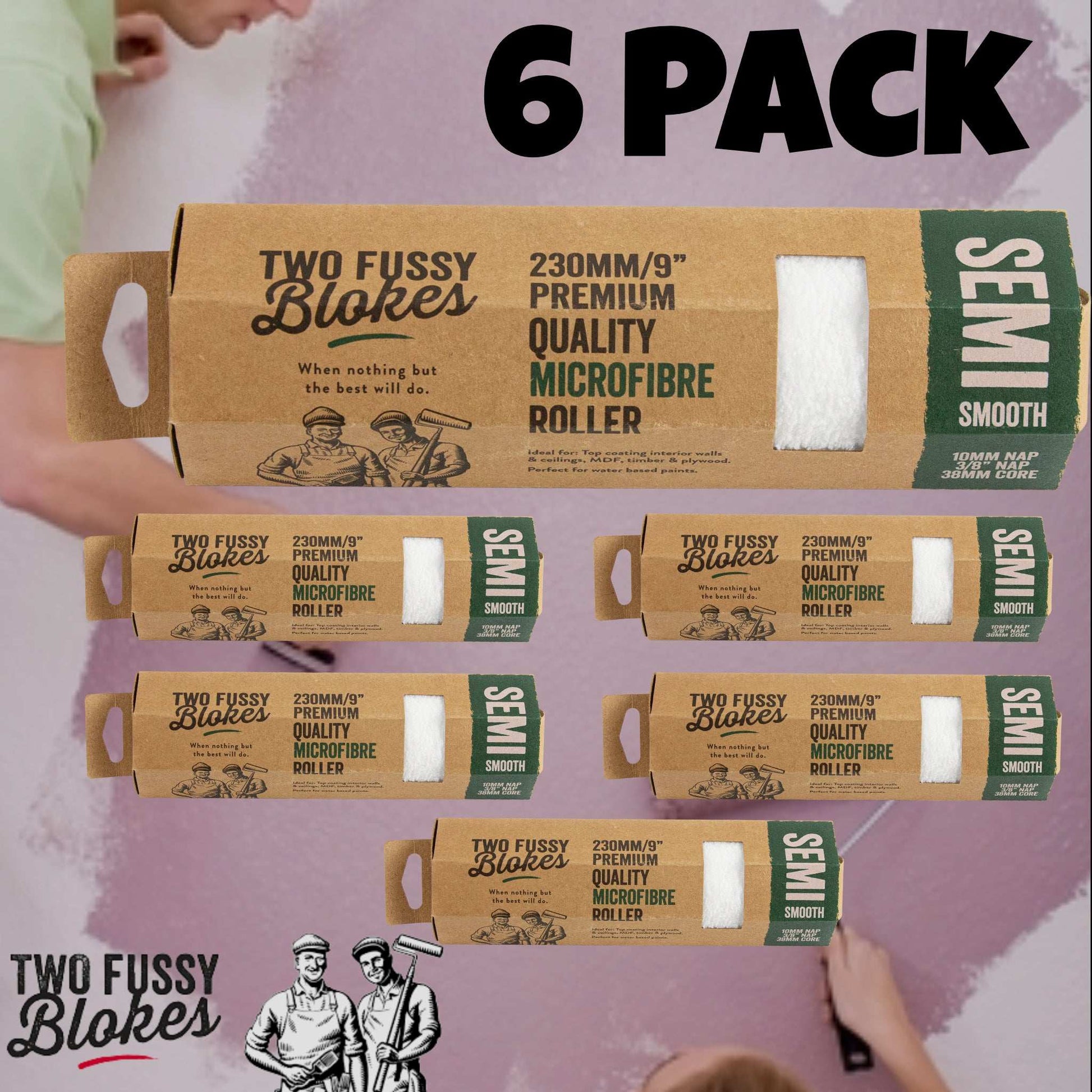 230mm Microfibre Paint Roller Sleeve -Semi-Smooth 10mm Nap From Two Fussy Blokes