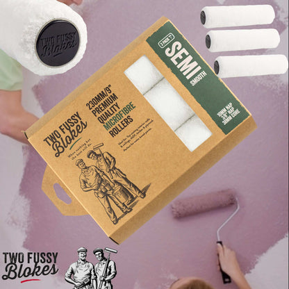 230mm Microfibre Paint Roller Sleeve -(3 Pack)-Semi-Smooth 10mm Nap From Two Fussy Blokes