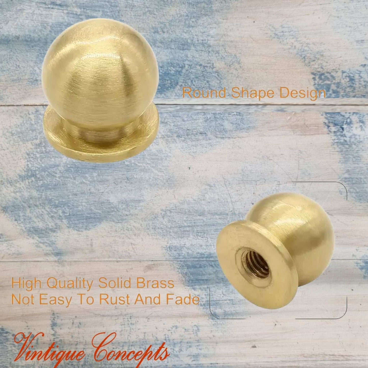 Antique Solid Brass premium jewelry box vintage knob 12mm dia