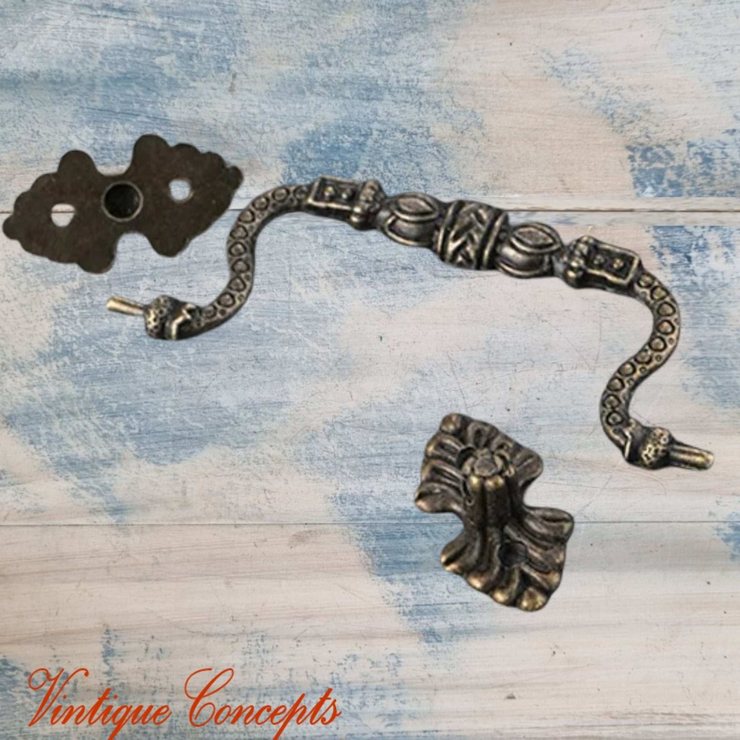 Small Victorian Bronze Drawer Handle - Antique Style Swing Handle Pull 81mm longth