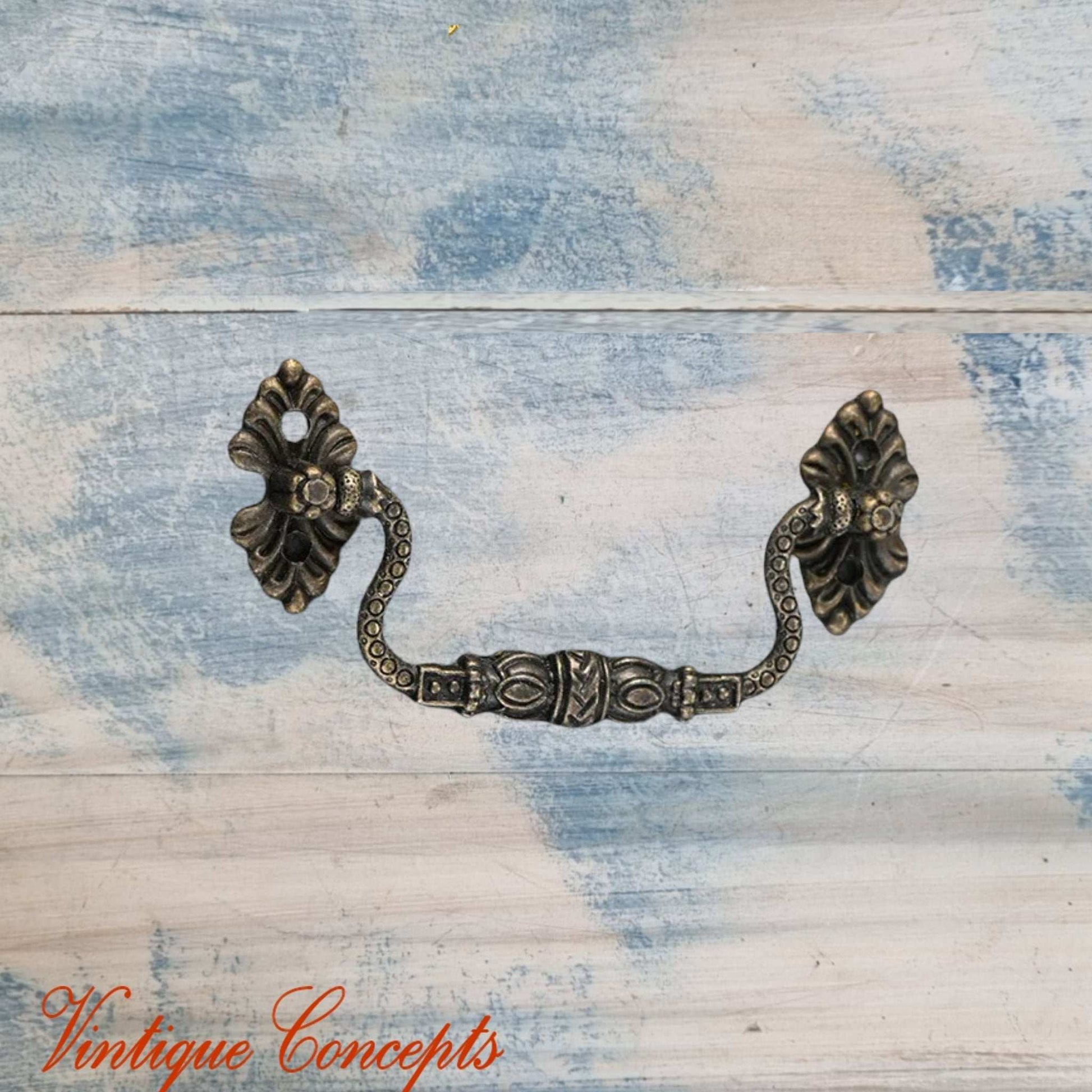 Small Victorian Bronze Drawer Handle - Antique Style Swing Handle Pull 81mm longth