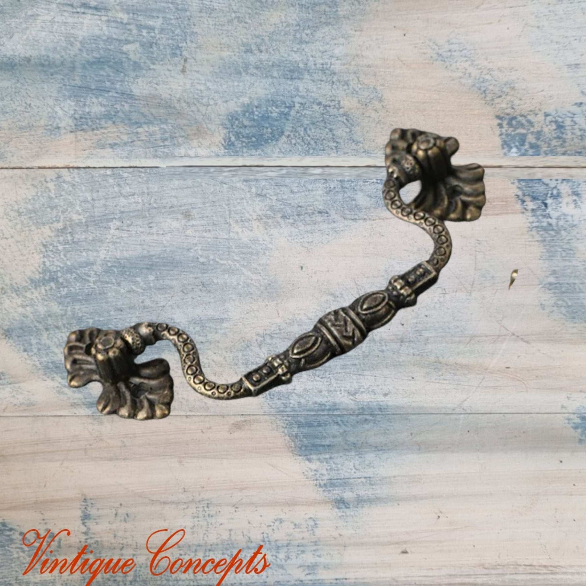 Small Victorian Bronze Drawer Handle - Antique Style Swing Handle Pull 81mm longth