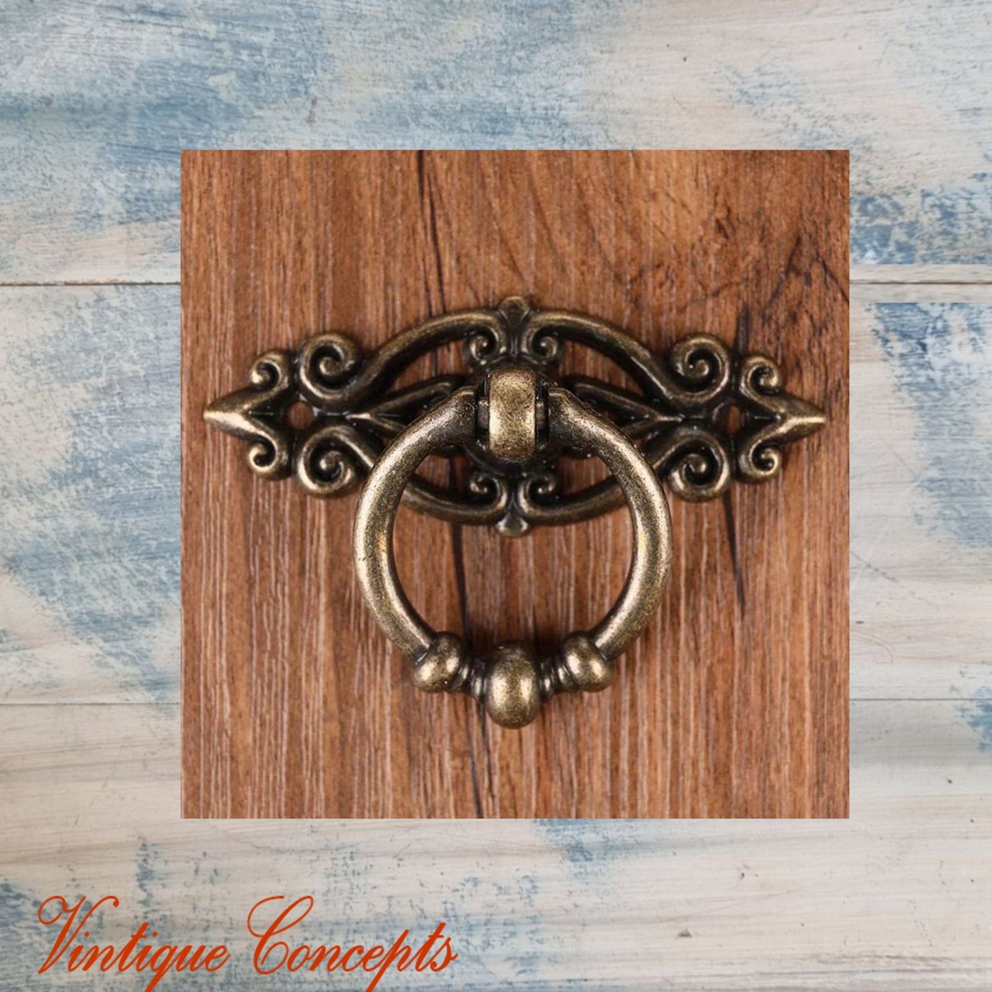 Bronze Ring with ornate plate 65mm long