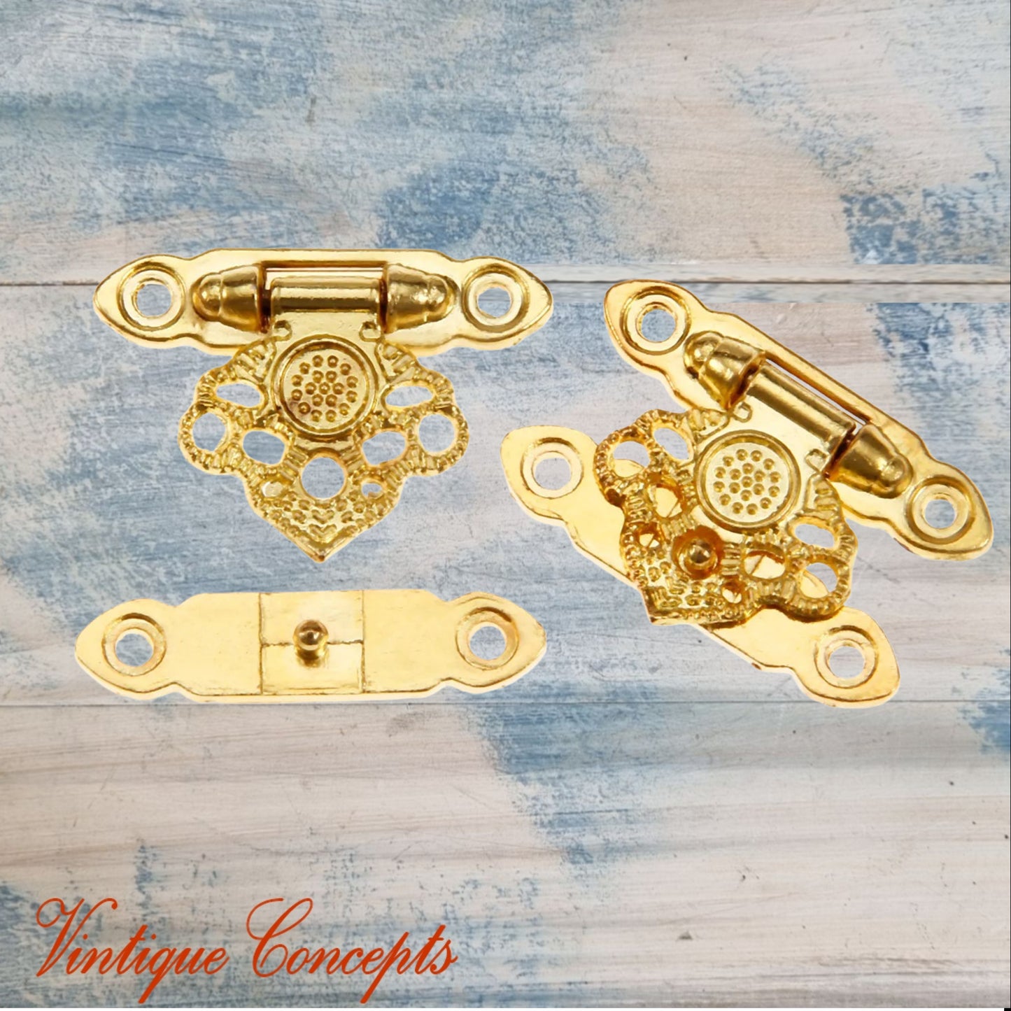 Victorias Vintage Jewelry Box Latch Lock 37mm x 25mm-Gold