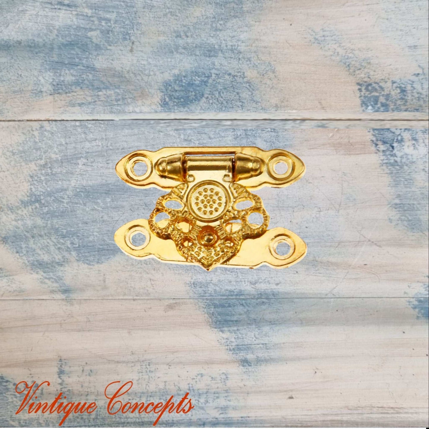 Victorias Vintage Jewelry Box Latch Lock 37mm x 25mm-Gold