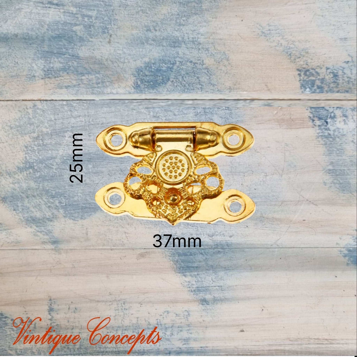 Victorias Vintage Jewelry Box Latch Lock 37mm x 25mm-Gold