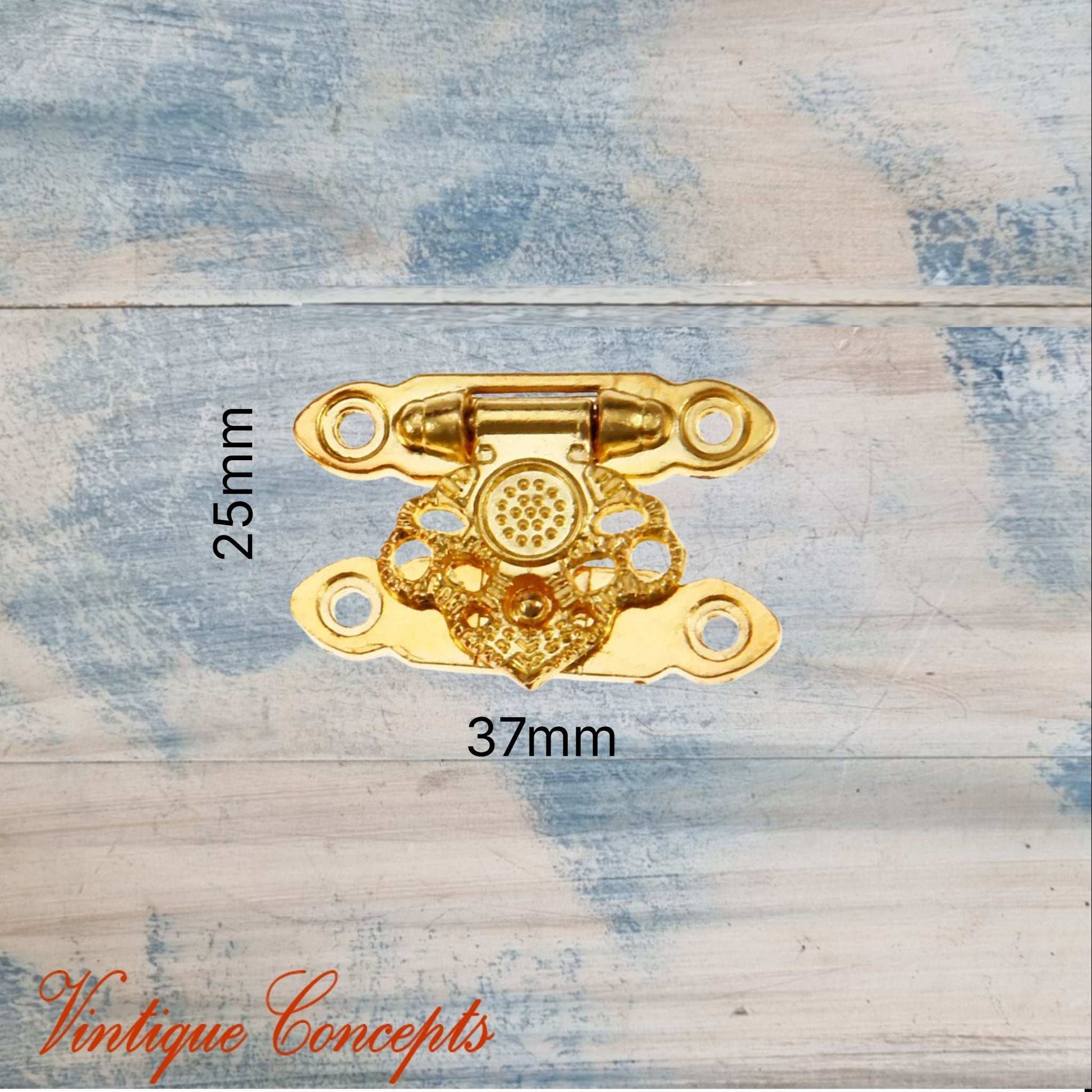 Victorias Vintage Jewelry Box Latch Lock 37mm x 25mm-Gold