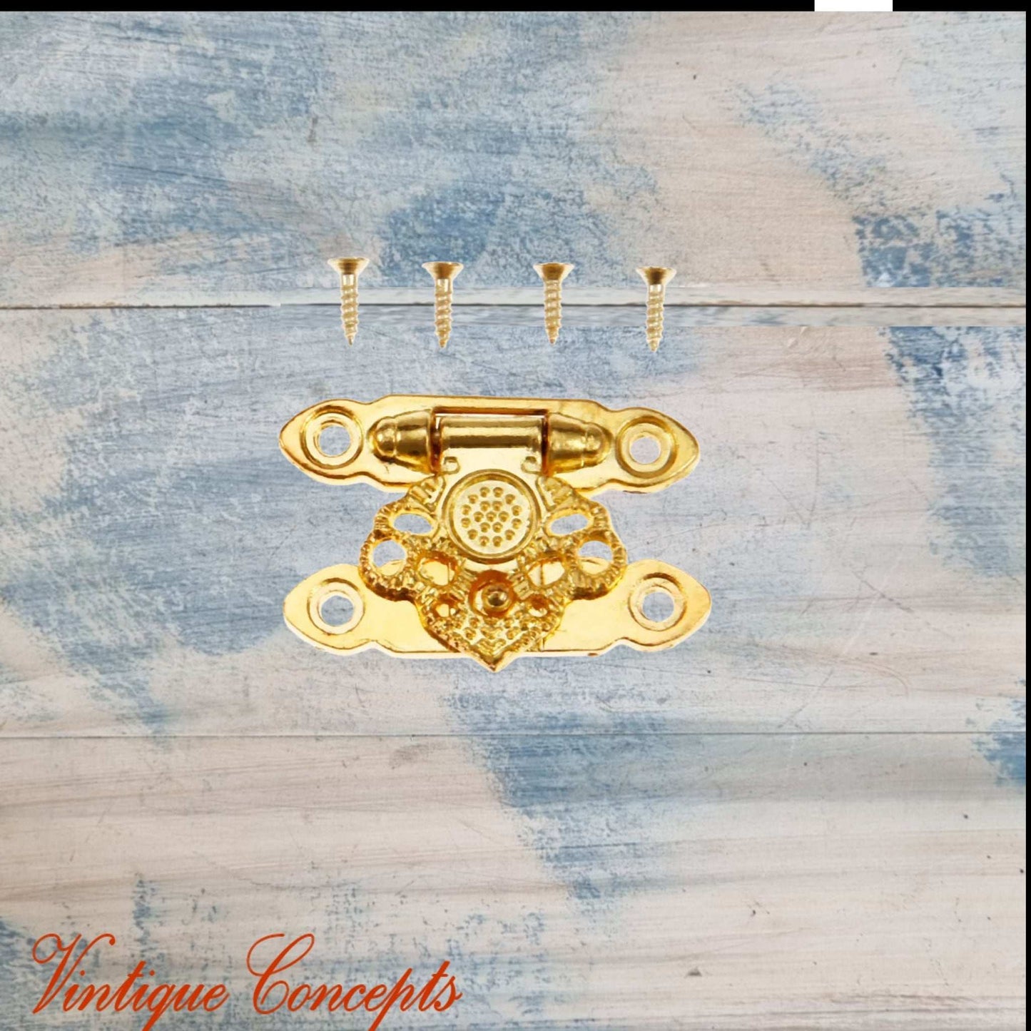 Victorias Vintage Jewelry Box Latch Lock 37mm x 25mm-Gold