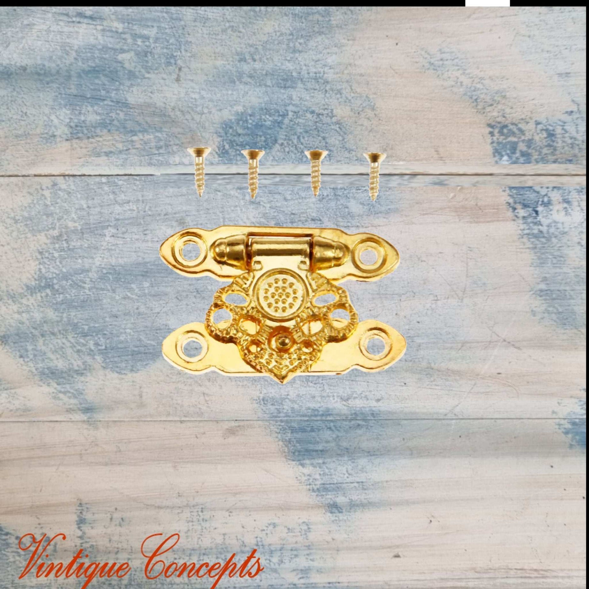 Victorias Vintage Jewelry Box Latch Lock 37mm x 25mm-Gold