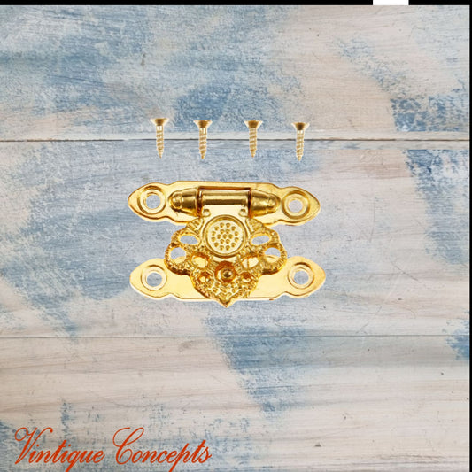 Victorias Vintage Jewelry Box Latch Lock 37mm x 25mm-Gold