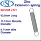 Zinc Extension Spring  63.5mm Long (11.13 OD x 0.71 WD) C131
