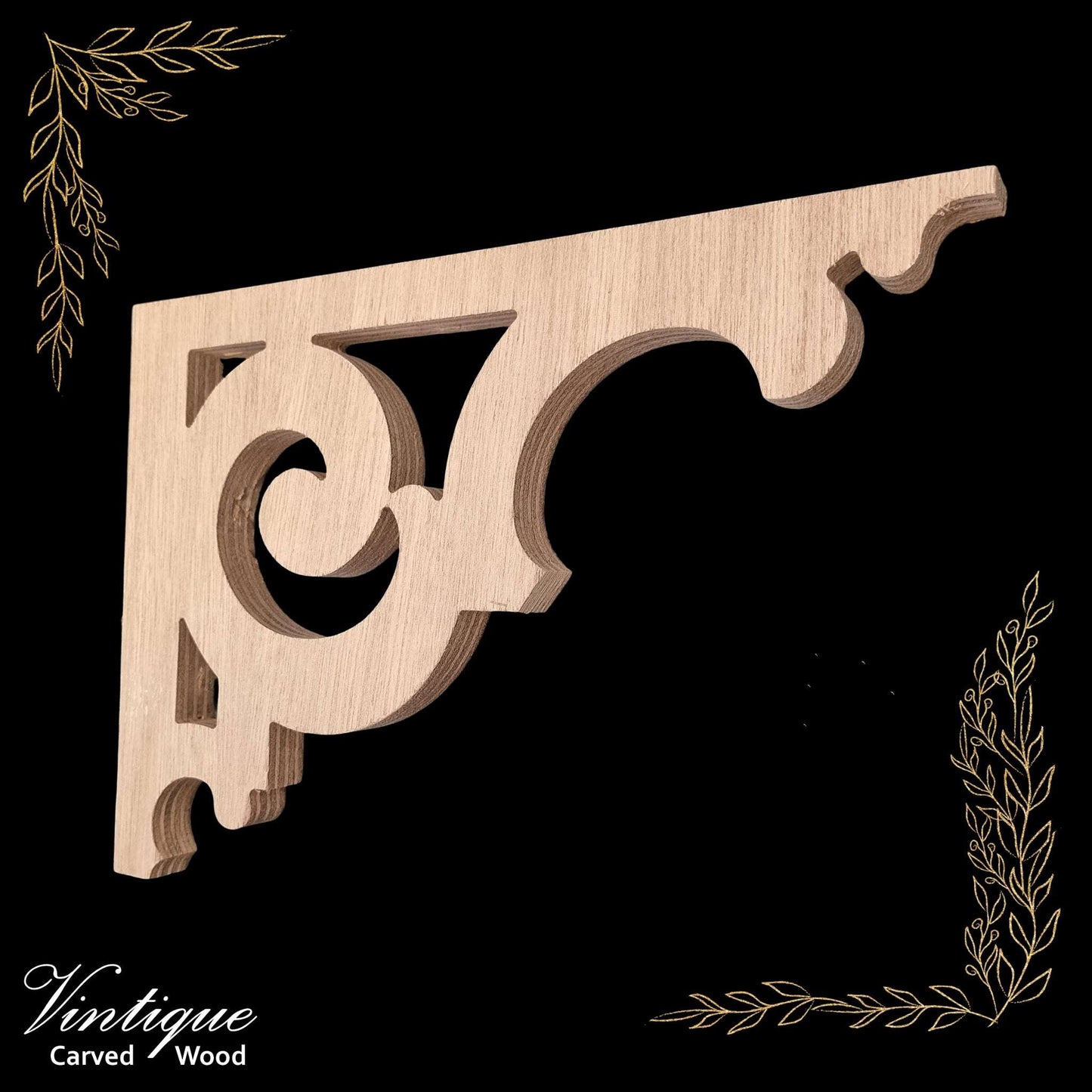 Carved wooden Lace Fretwork Corner -(FW30) 285mm x 205mm