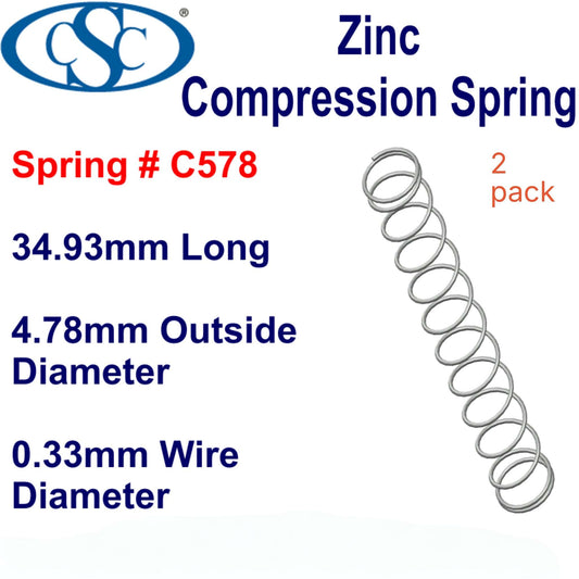 Zinc Compression Spring  34.93mm Long (4.78 OD x 0.33 WD) C578 (2 pack) from Century