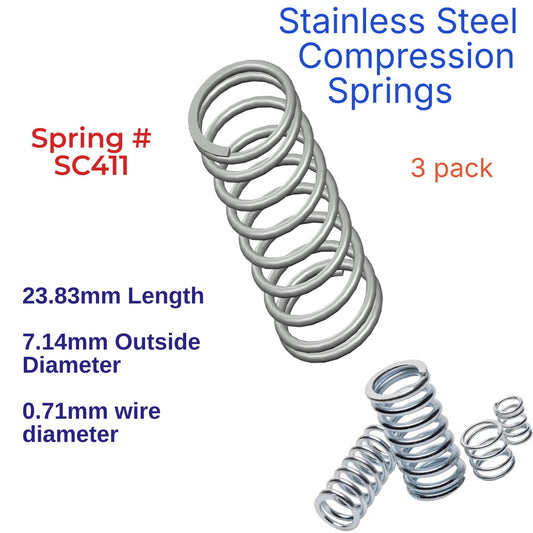 Stainless Steel Compression Spring 22.83mm Long (7.14 OD x 0.71 WD) C411 (3 Pack) from Century