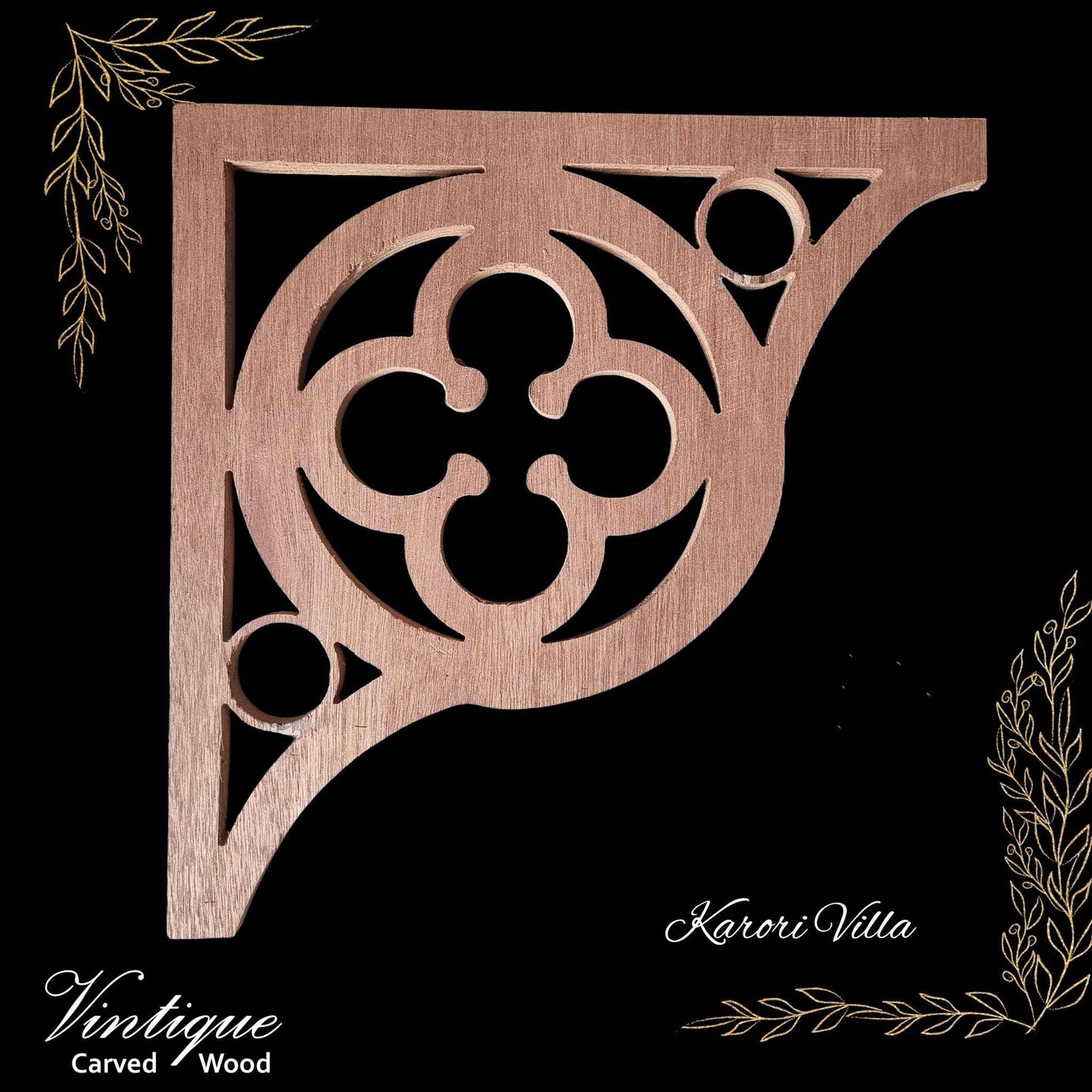 Karori Villa Carved wooden Lace Fretwork Corner -(FW36) 350mm x 350mm - Vintique Concepts