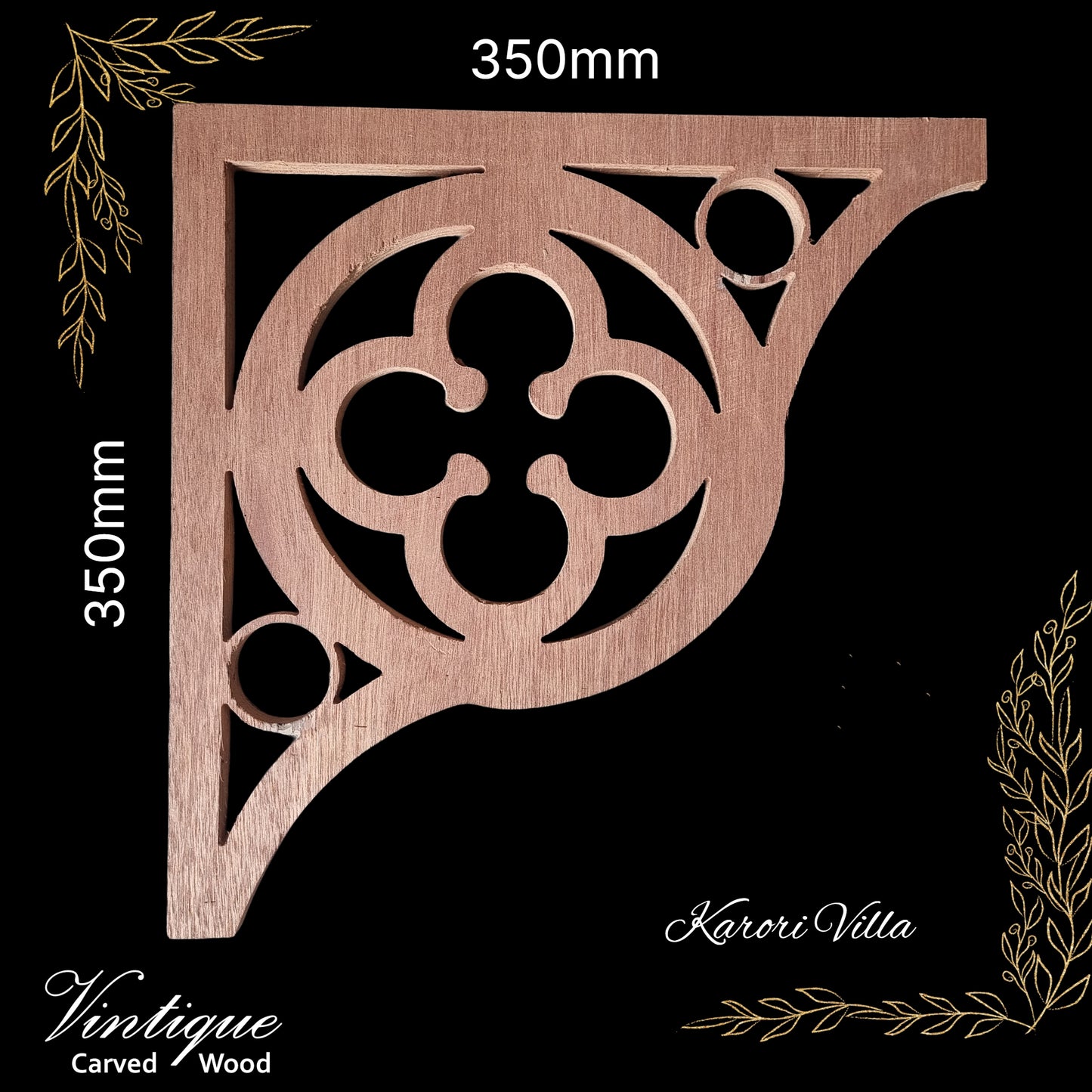 Karori Villa Carved wooden Lace Fretwork Corner -(FW36) 350mm x 350mm