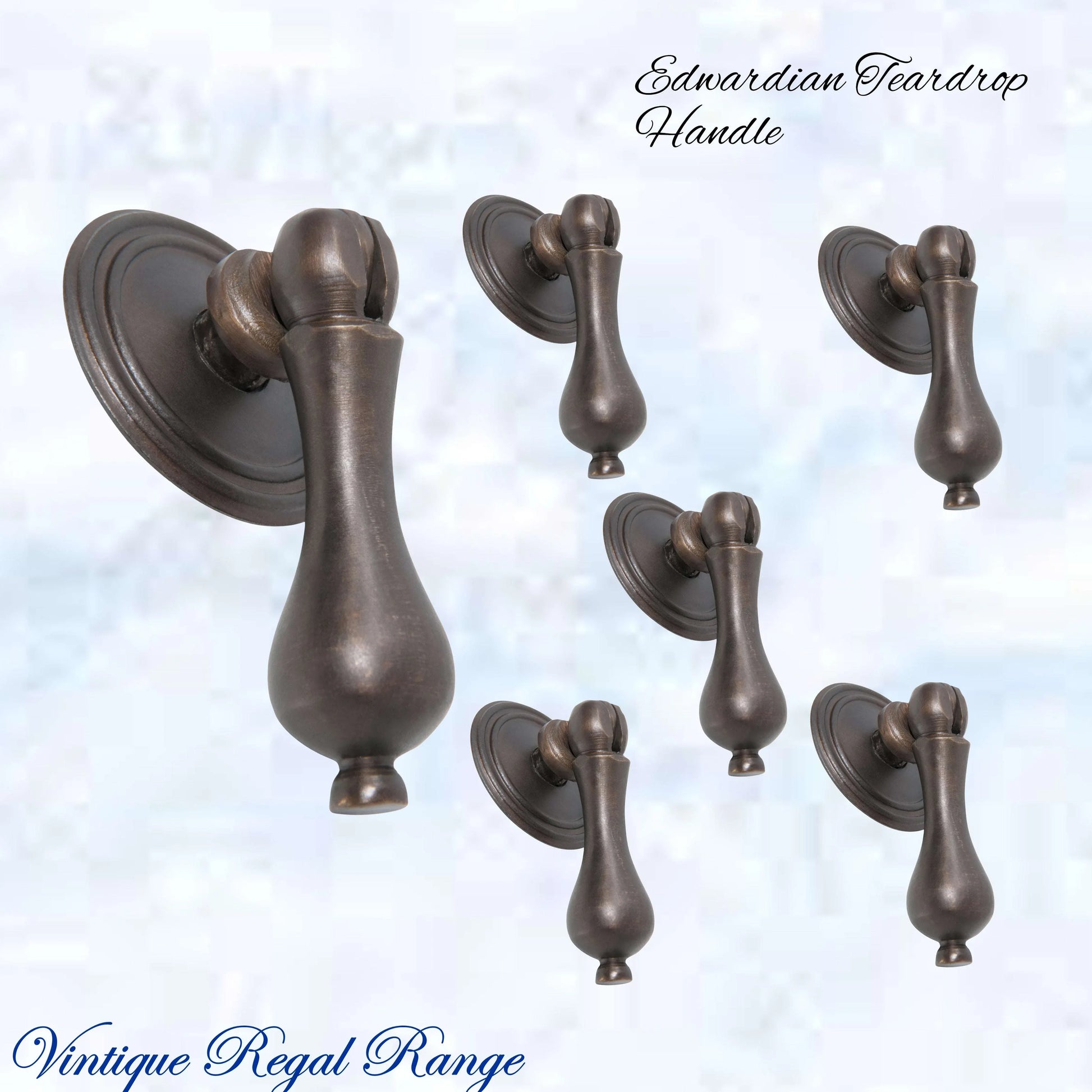 Edwardian Teardrop Antiqued Brass Cabinet / Drawer Handle (50mm teardrop) - Vintique Concepts