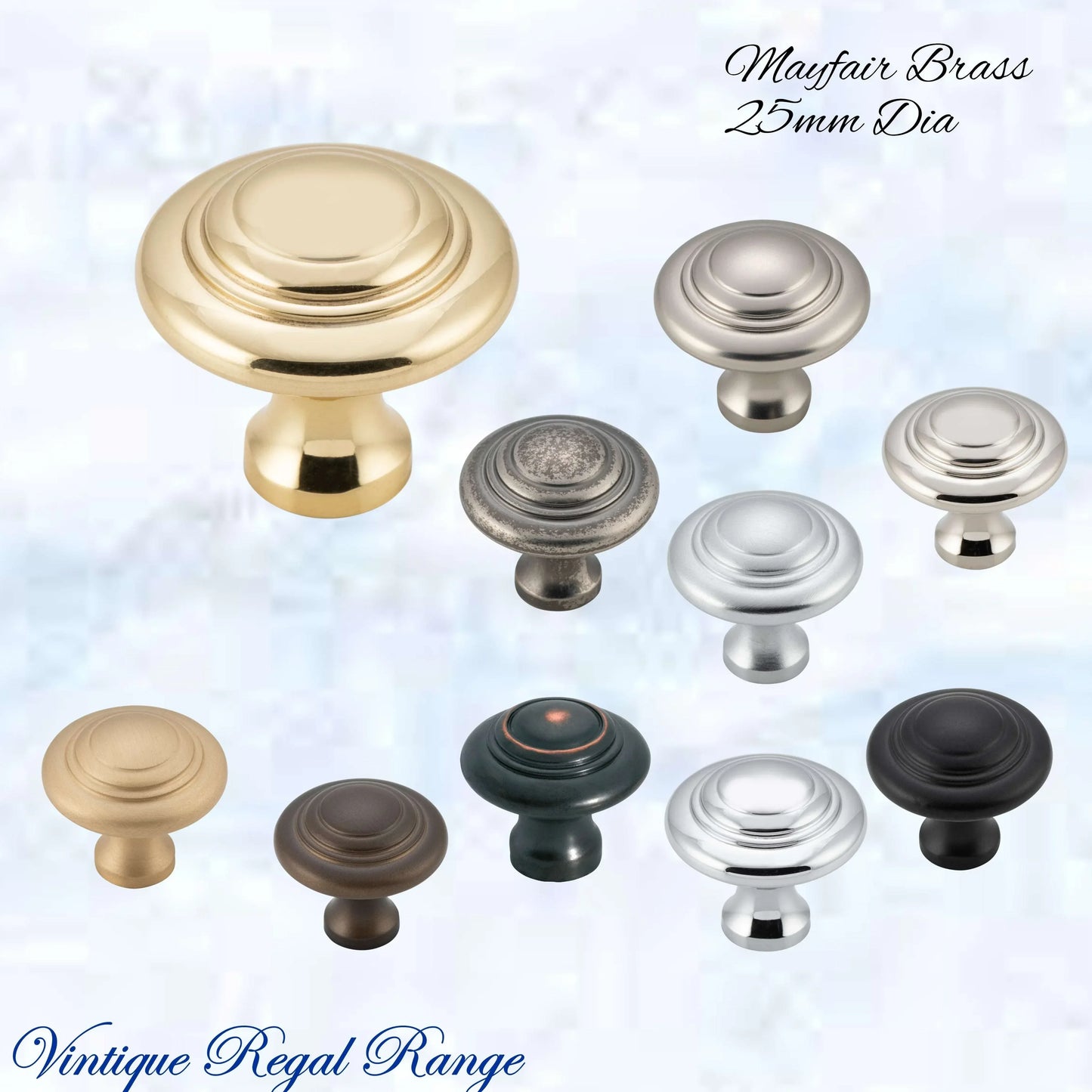 Mayfair cupola Solid Brass Cabinet knob 25mm Dia (various finishes) - Vintique Concepts