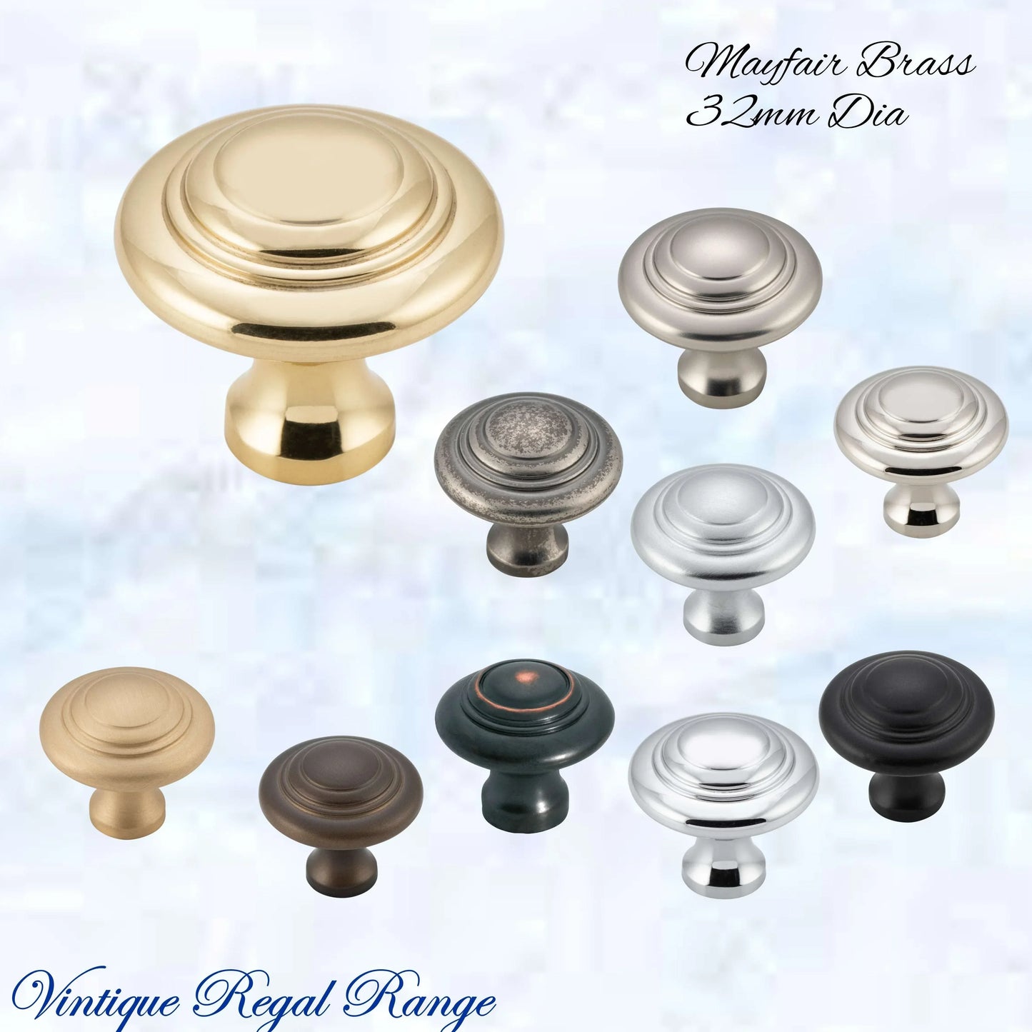 Mayfair cupola Solid Brass Cabinet knob 32mm Dia (various finishes) - Vintique Concepts