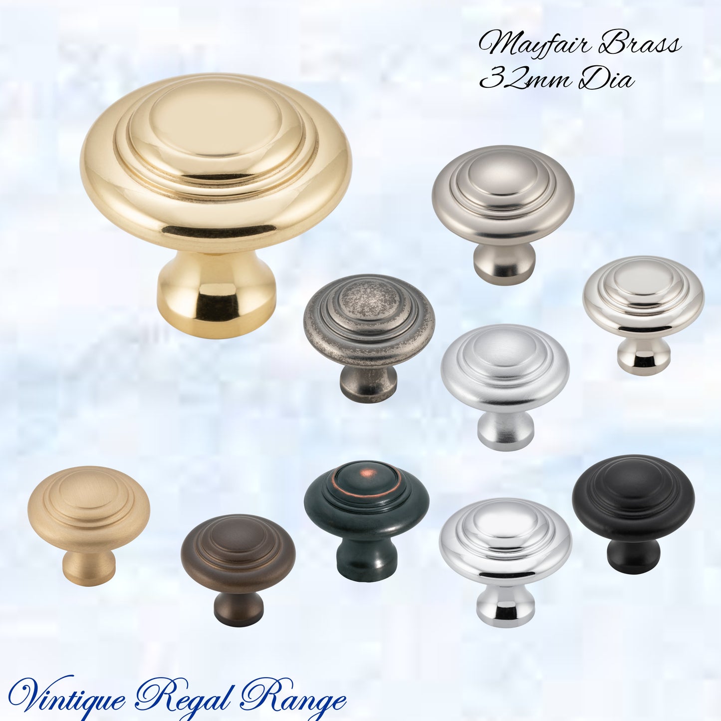 Mayfair cupola Solid Brass Cabinet knob 32mm Dia (various finishes)