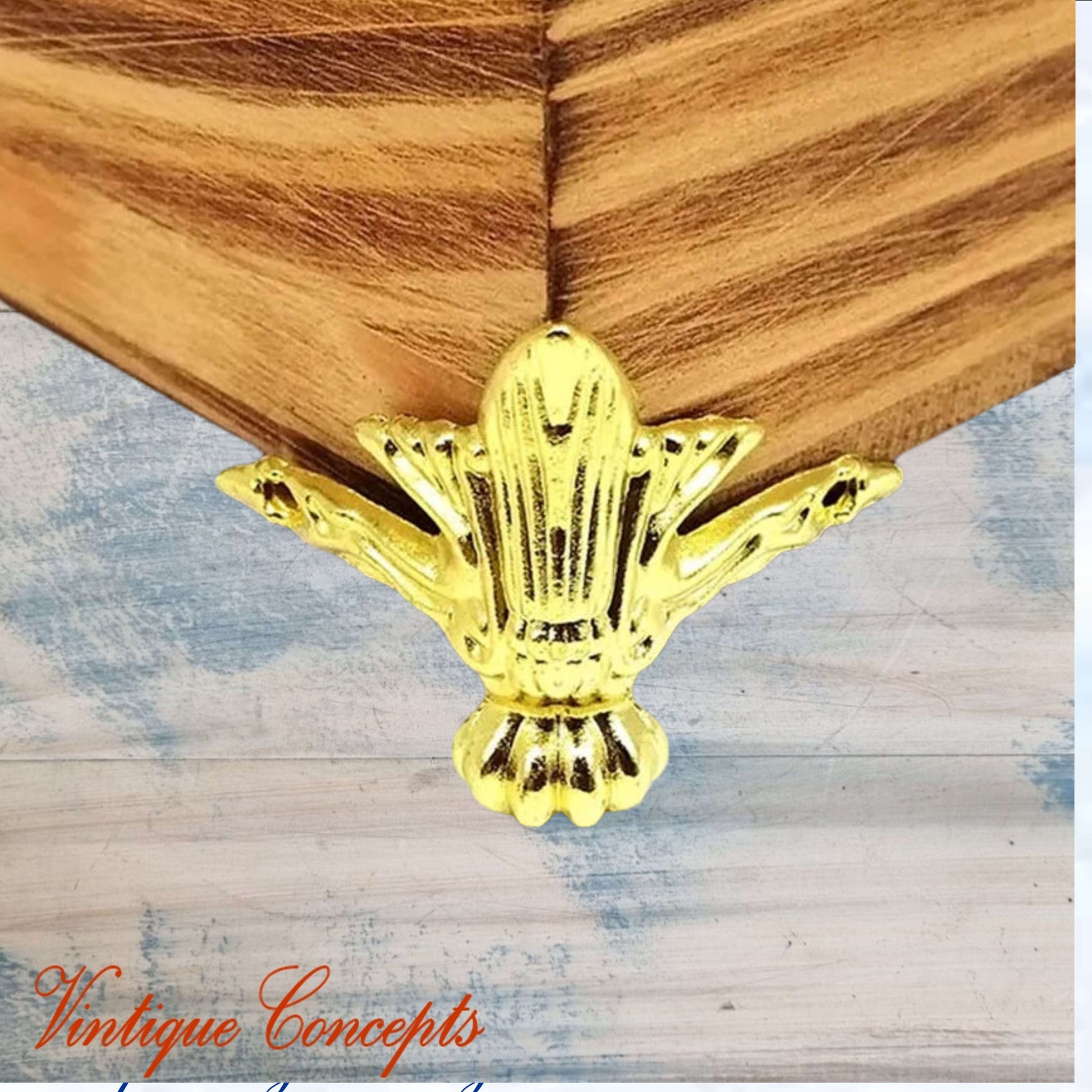 Antique Metal Feet for Jewelry Boxes -Gold finish - Small Decorative Feet (Set of 4)