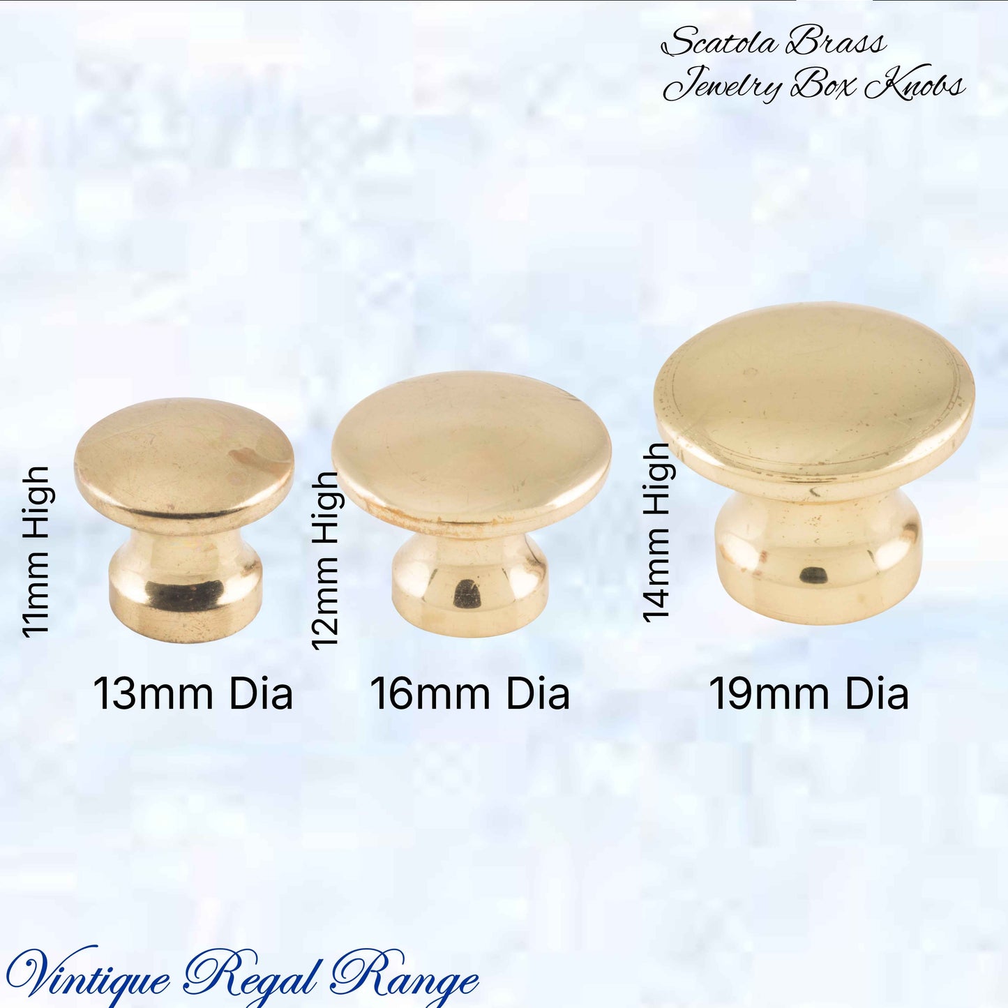 "Scatola" jewelery box premium Antiqued brass Knobs (3 sizes)