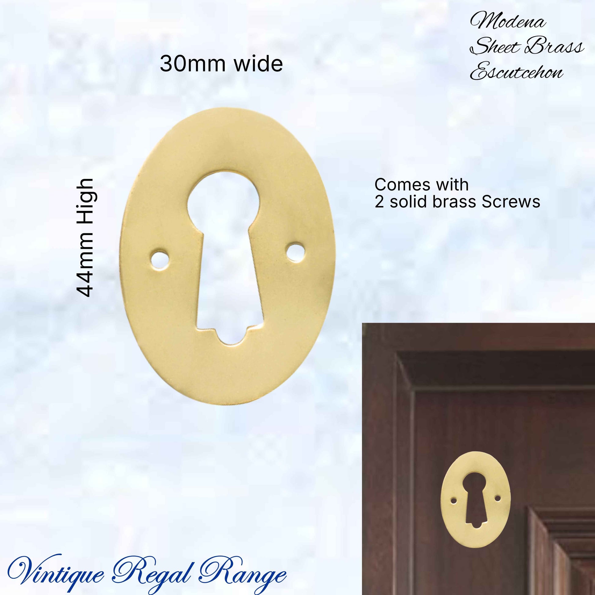 Polished Brass MODENA sheet brass Escutcheon 30x44mm