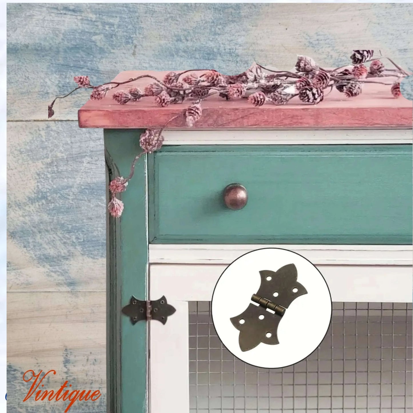 Elegant Edwardian box Hinge Bronze 31x26mm - Vintique Concepts