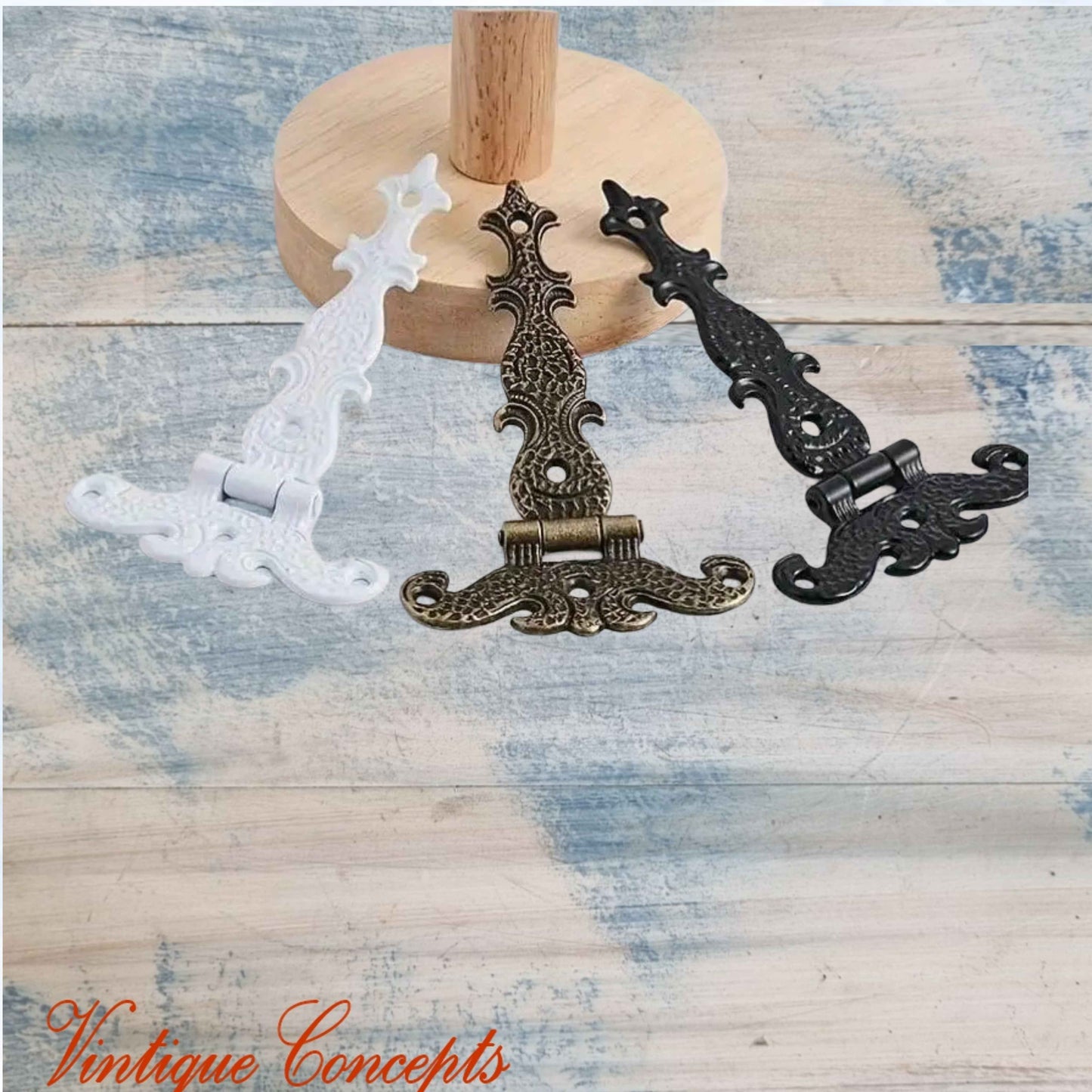 Antique Fancy Cabinet T-Hinge White 114mm x 75mm