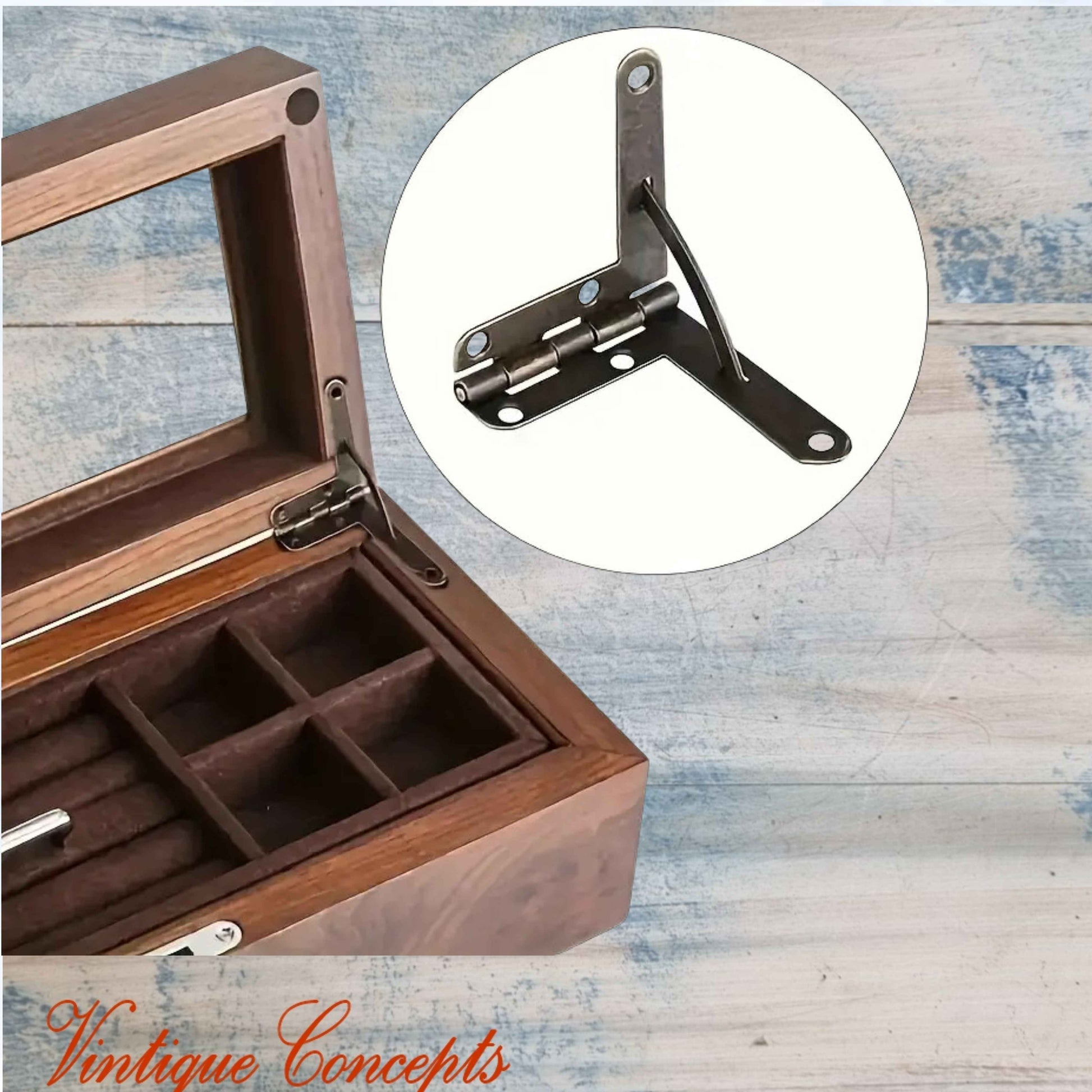 Bronze Small Jewelry Box Quadrant Hinge 32mm x 30mm
