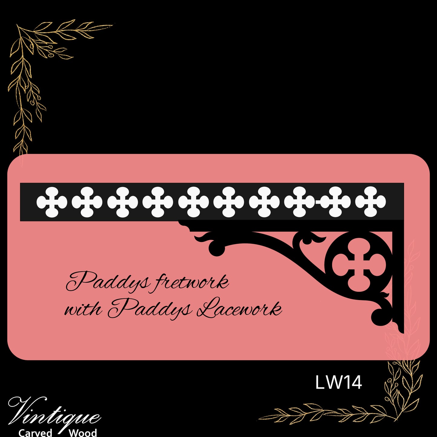 Wooden Lacework Border- Carved Paddy's Clover (LW14) 110mm x 1050mm