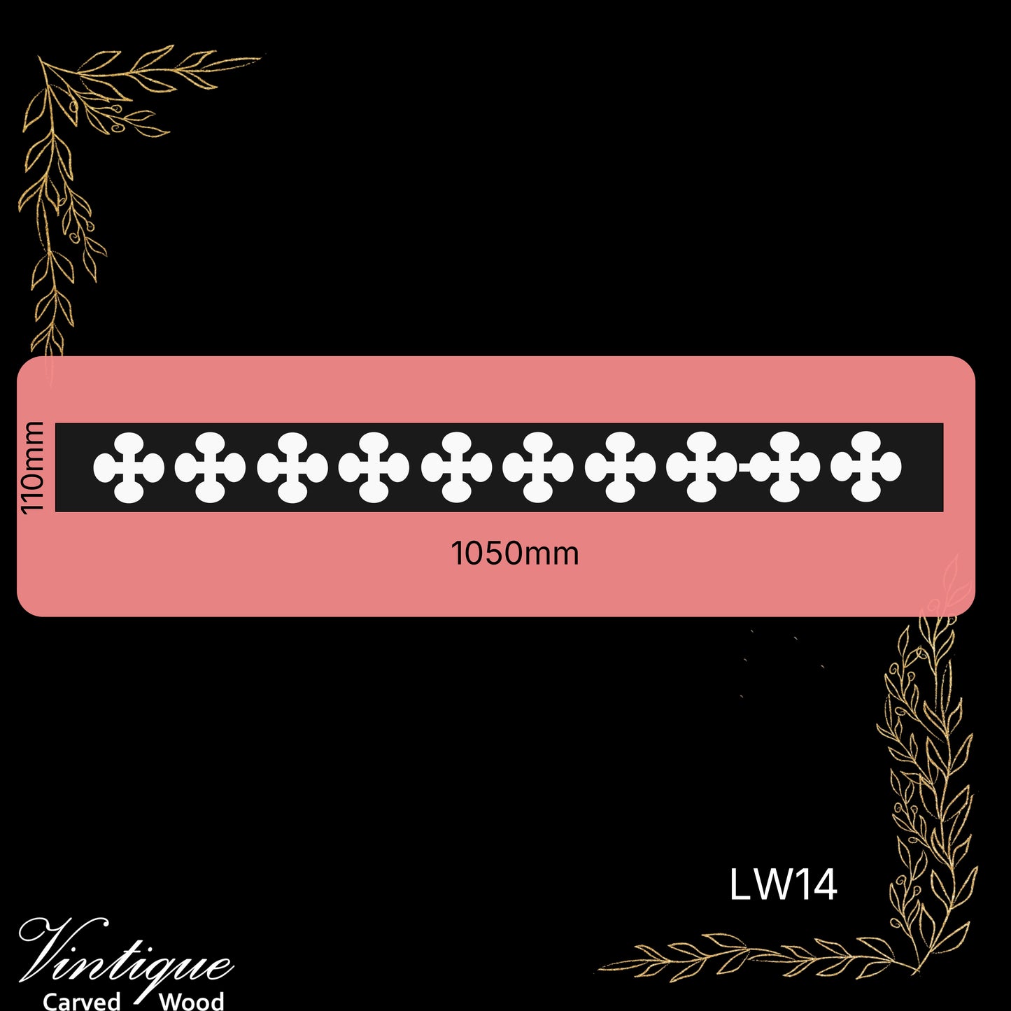 Wooden Lacework Border- Carved Paddy's Clover (LW14) 110mm x 1050mm