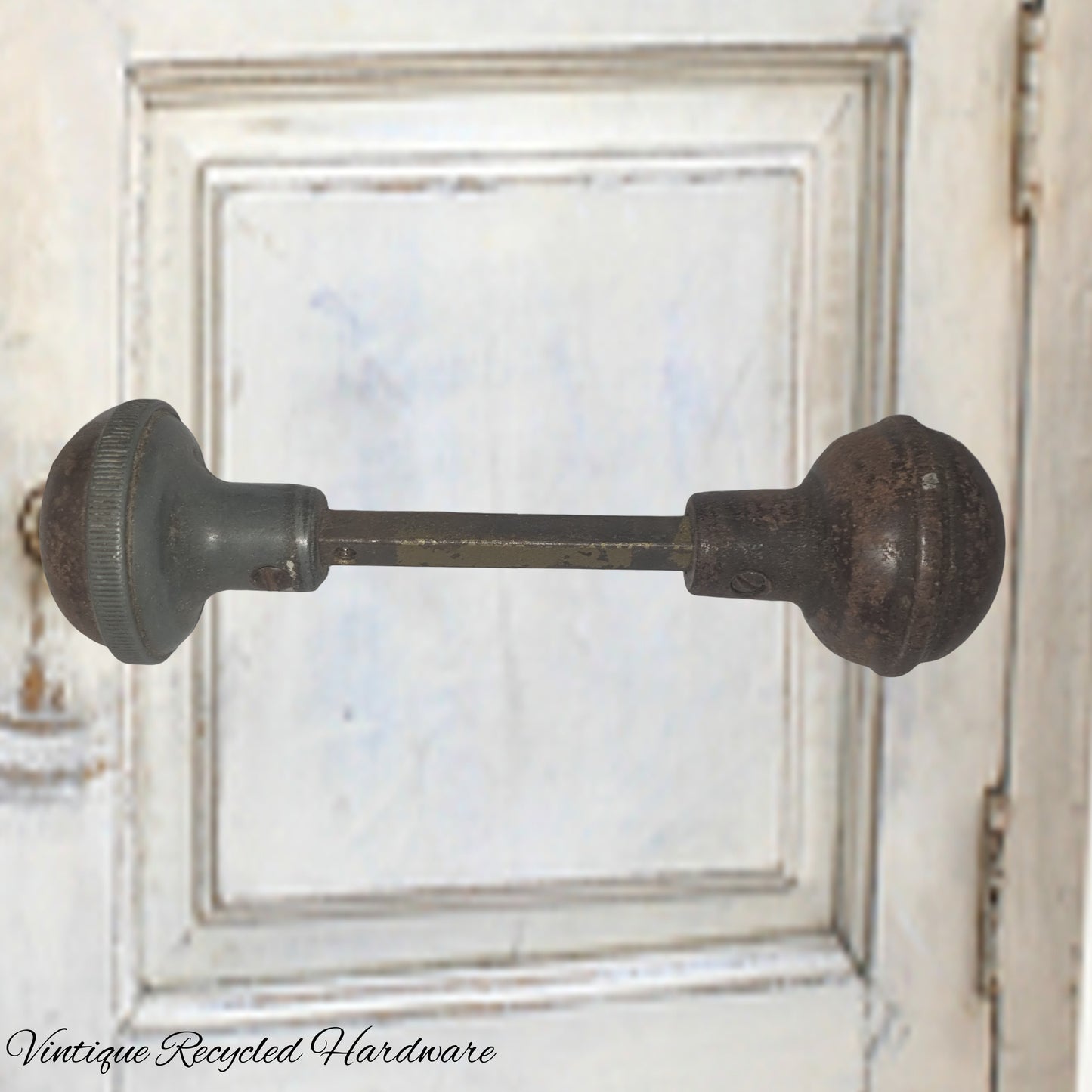 Antique round door handle Knobs (pair) Preloved with spindle