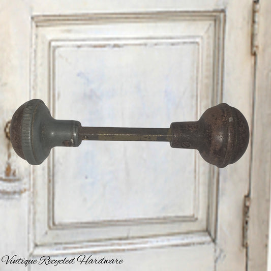 Antique round door handle Knobs (pair) Preloved with spindle