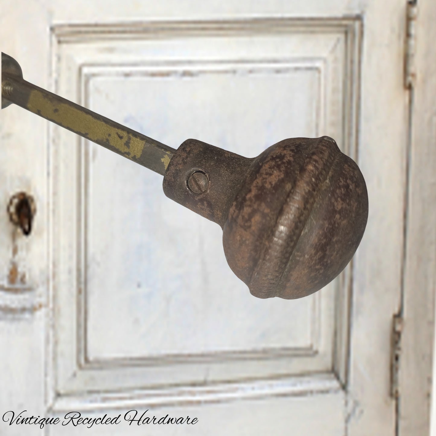 Antique round door handle Knobs (pair) Preloved with spindle