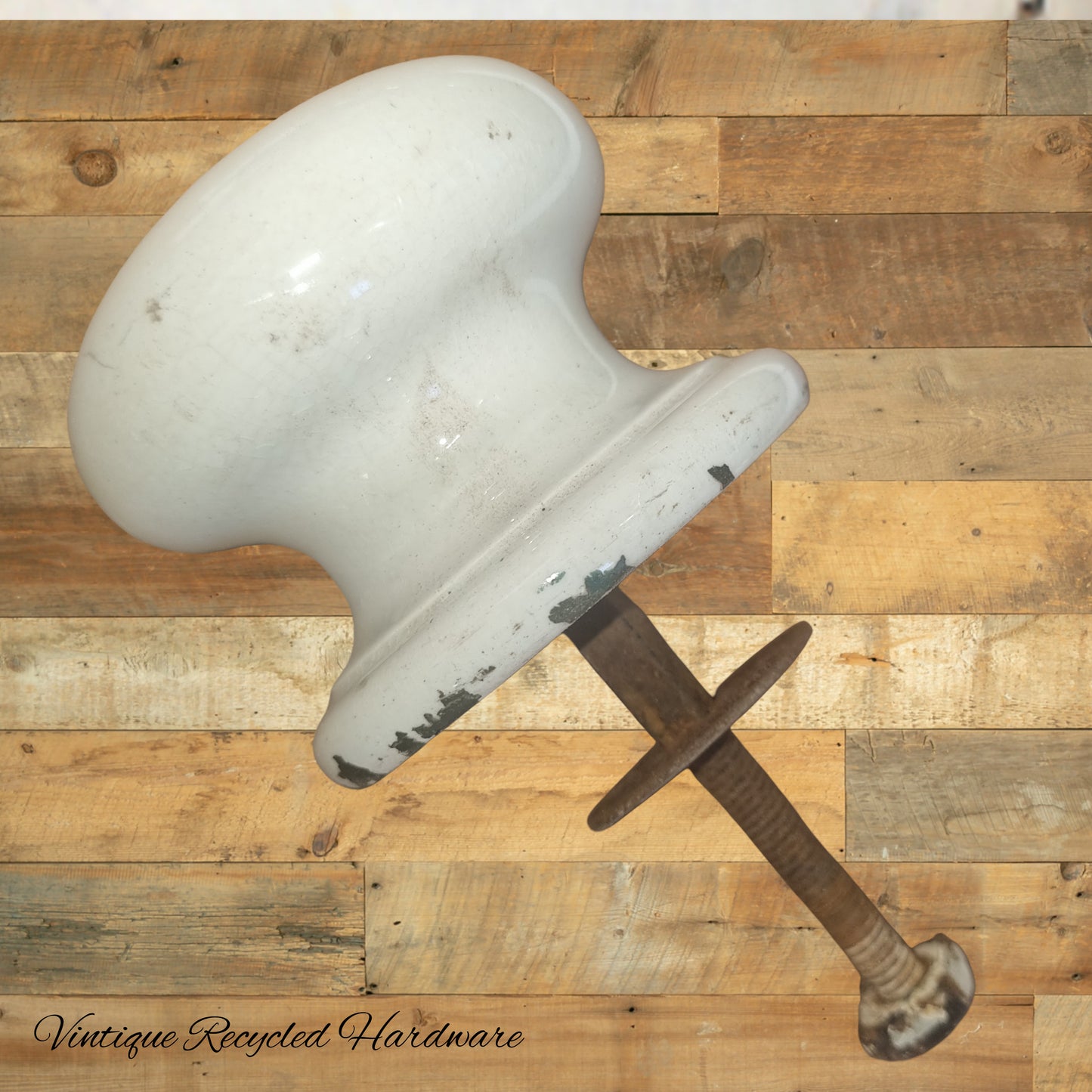 Recycled Large Antique Ceramic Ivory Door Knob 80mm dia