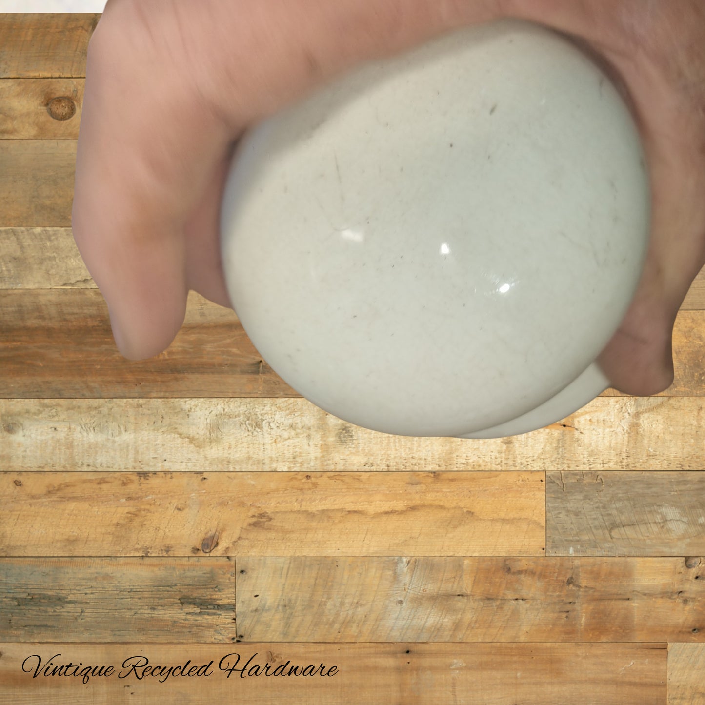 Recycled Large Antique Ceramic Ivory Door Knob 80mm dia