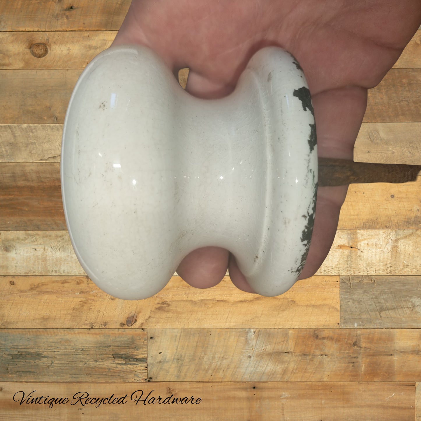 Recycled Large Antique Ceramic Ivory Door Knob 80mm dia