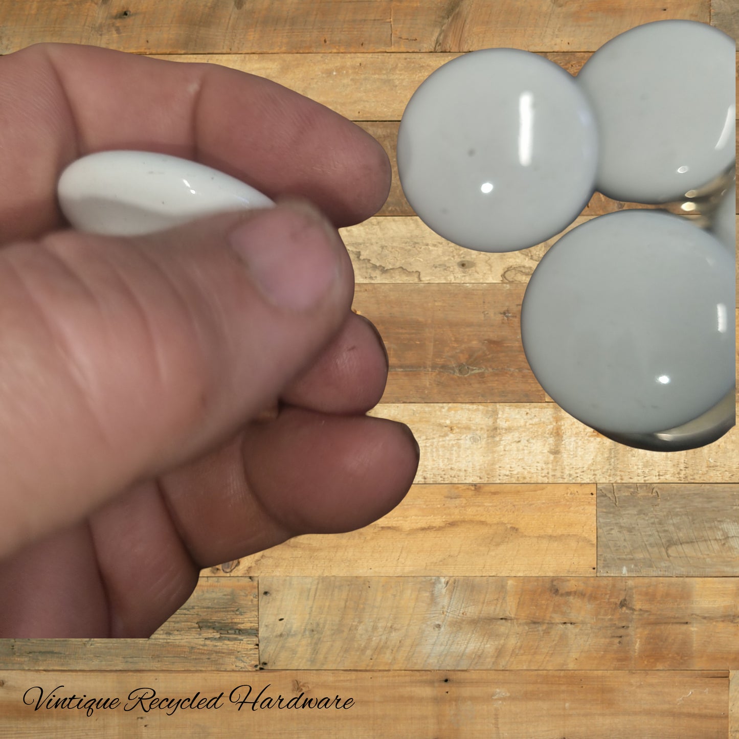Recycled White Antique ceramic cabinet Knobs with brass bass (lot of 5 pieces) 38mm dia