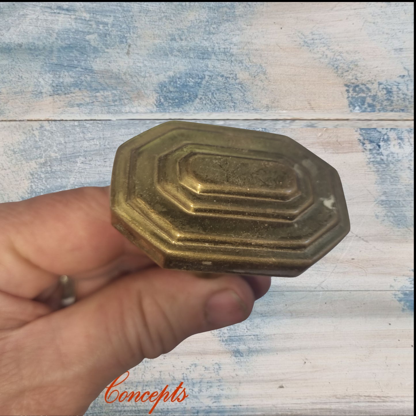 Solid Brass octangonal/rectangle door knob recycled 57x40mm