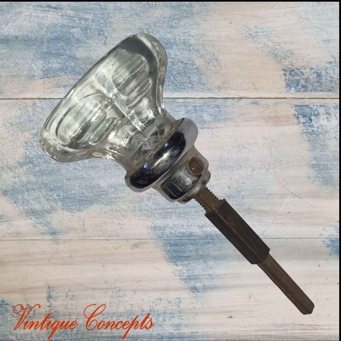 Glass/Crystal with chrome base door knob recycled 60mm dia