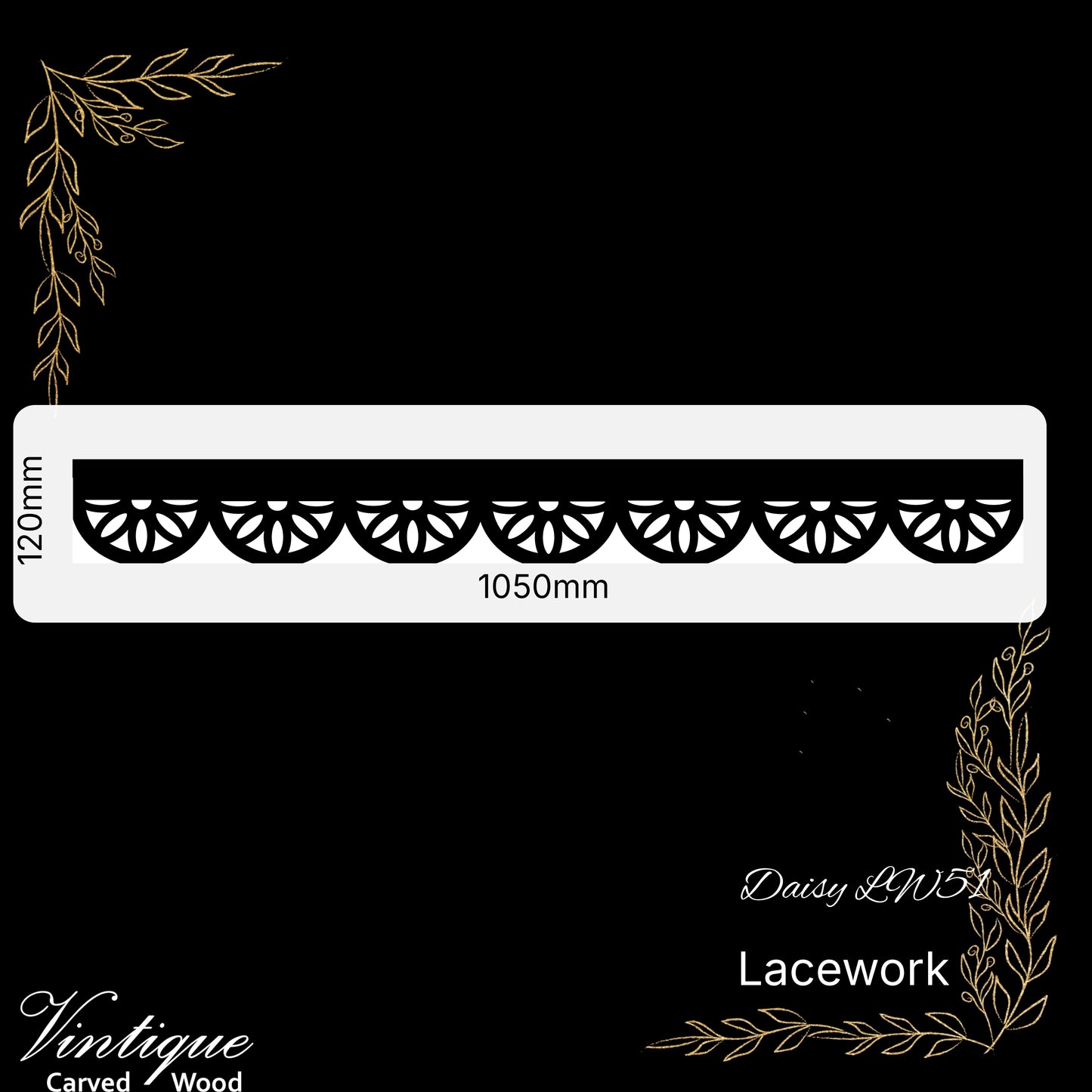 Wooden Lacework Border-Daisy (LW51) 120mm x 1050mm