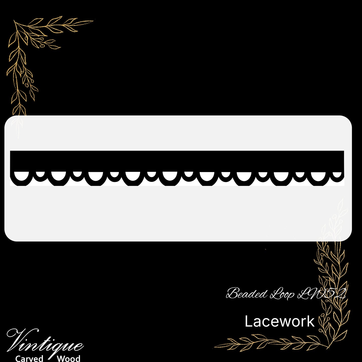 Wooden Lacework Border-Beaded Loop (LW52) 115mm x 1050mm
